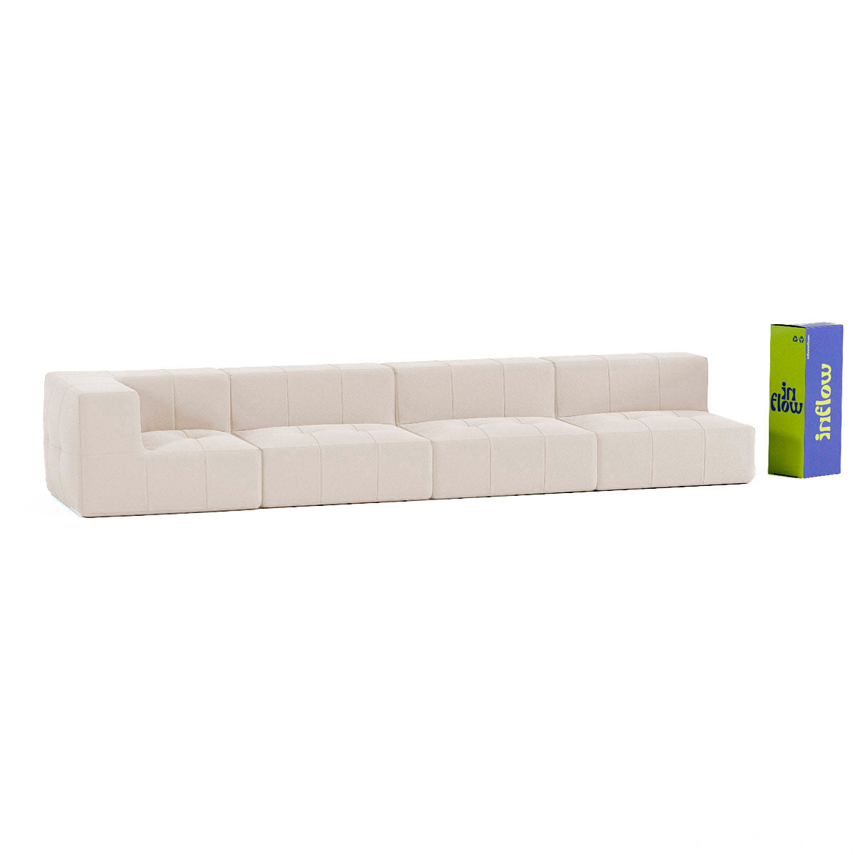 Sofá Modular 4 Lugares 1 Canto em Boucle Bege