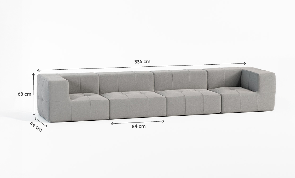 Sofá Modular Boucle Cinza - 4 Lugares - 2 Cantos