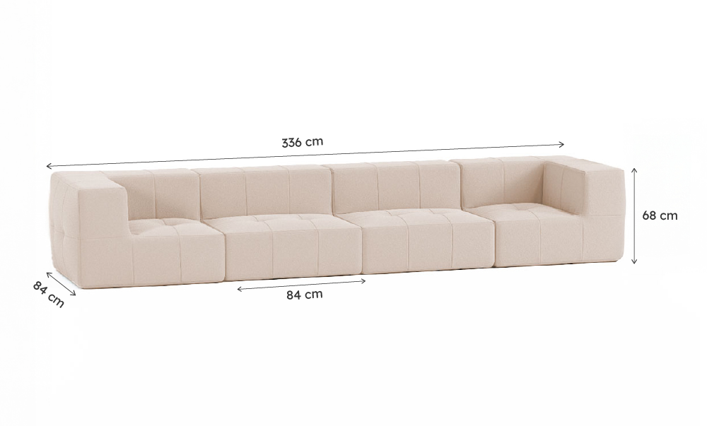 Sofá Modular Boucle Bege - 4 Lugares - 2 Cantos