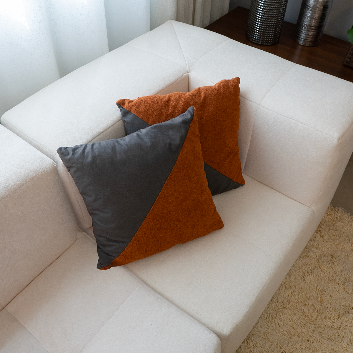 Sofá Modular 4 Lugares 2 Cantos em Boucle Bege