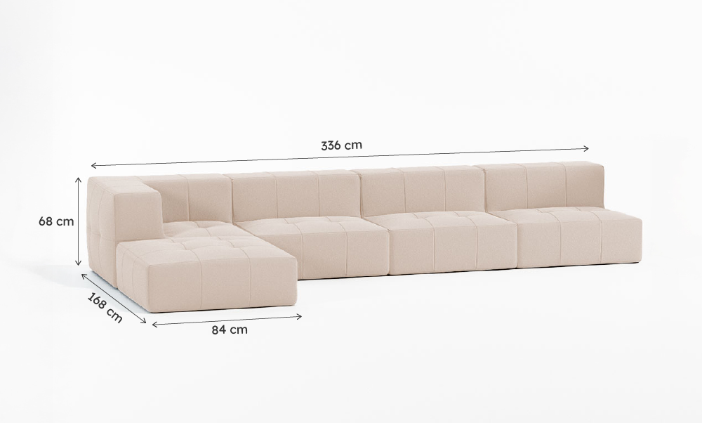 Sofá Modular Boucle Bege - 4 Lugares - 1 Canto com Chaise