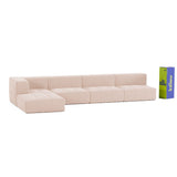 Sofá Modular Boucle Bege - 4 Lugares - 1 Canto com Apoio de Pé