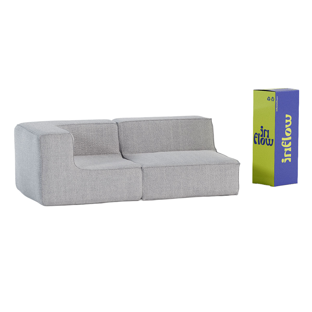 Sofá Modular Flow 2 Lugares 1 Canto em Boucle Cinza