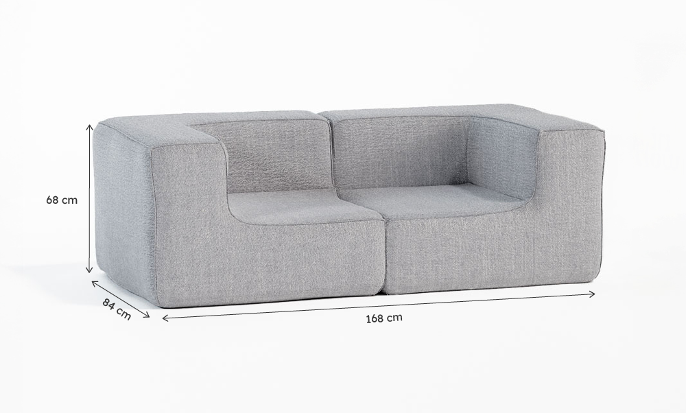Sofá Modular Flow Boucle Cinza - 2 Lugares - 2 Cantos