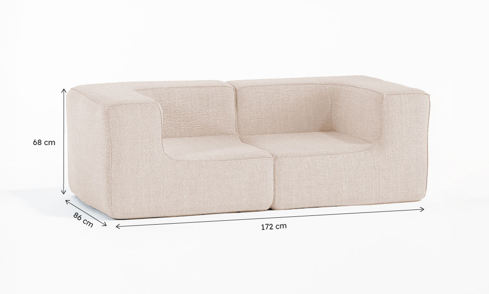 Sofá Modular Flow Boucle Bege - 2 Lugares - 2 Cantos