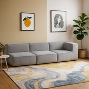 Sofá Modular Flow 3 Lugares 1 Canto em Boucle Cinza