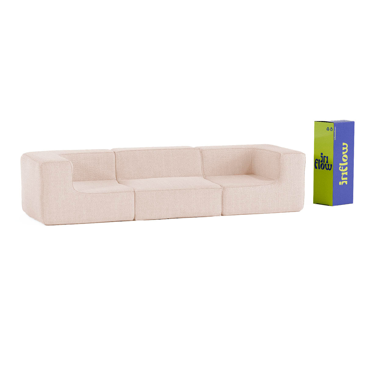 Sofá Modular Flow Boucle Bege - 3 Lugares - 2 Cantos