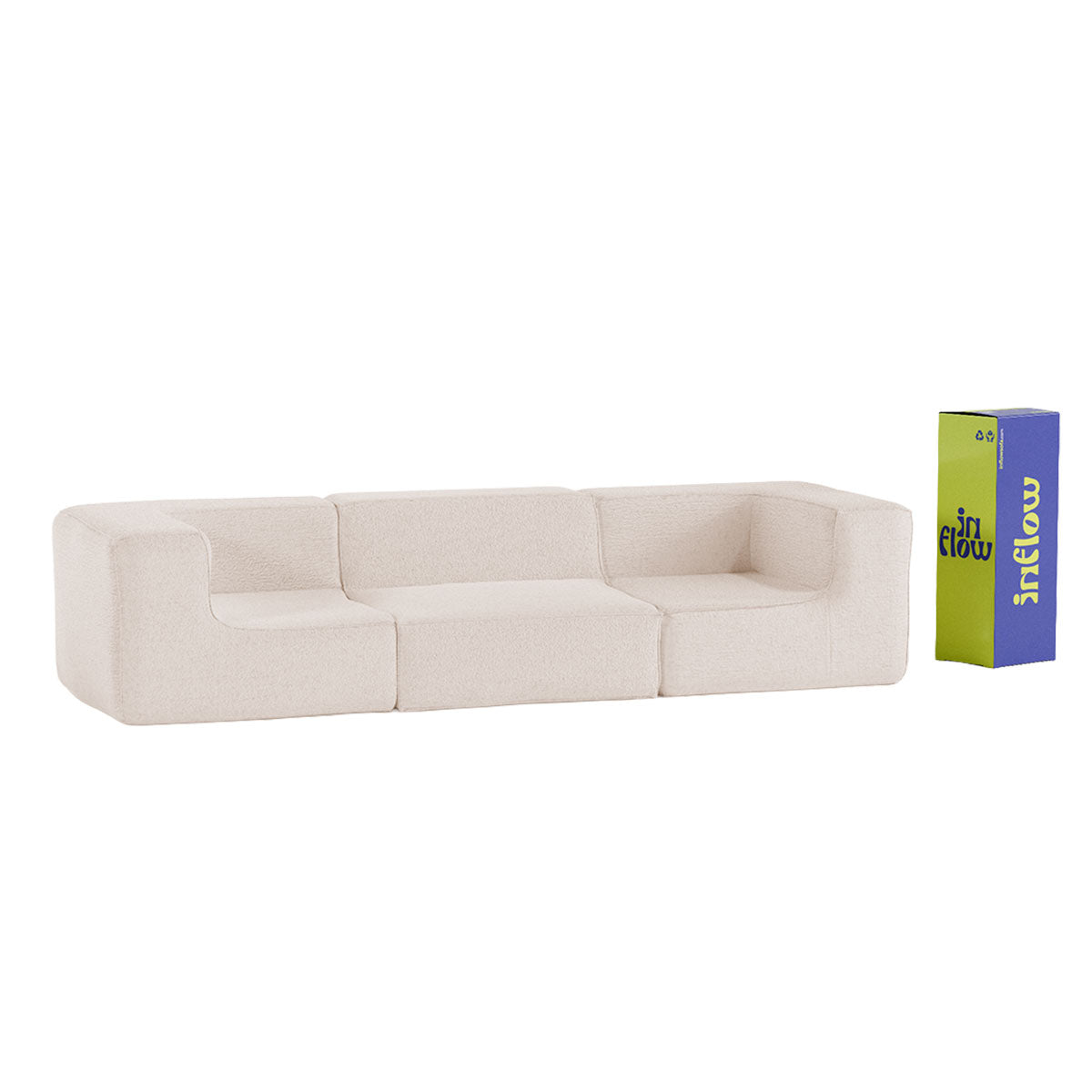 Sofá Modular Flow 3 Lugares 2 Cantos em Boucle Bege