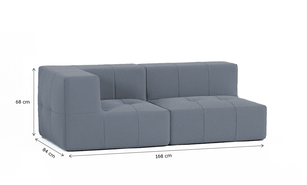 Sofá Modular Boucle Cinza Grafite - 2 Lugares - 1 Canto