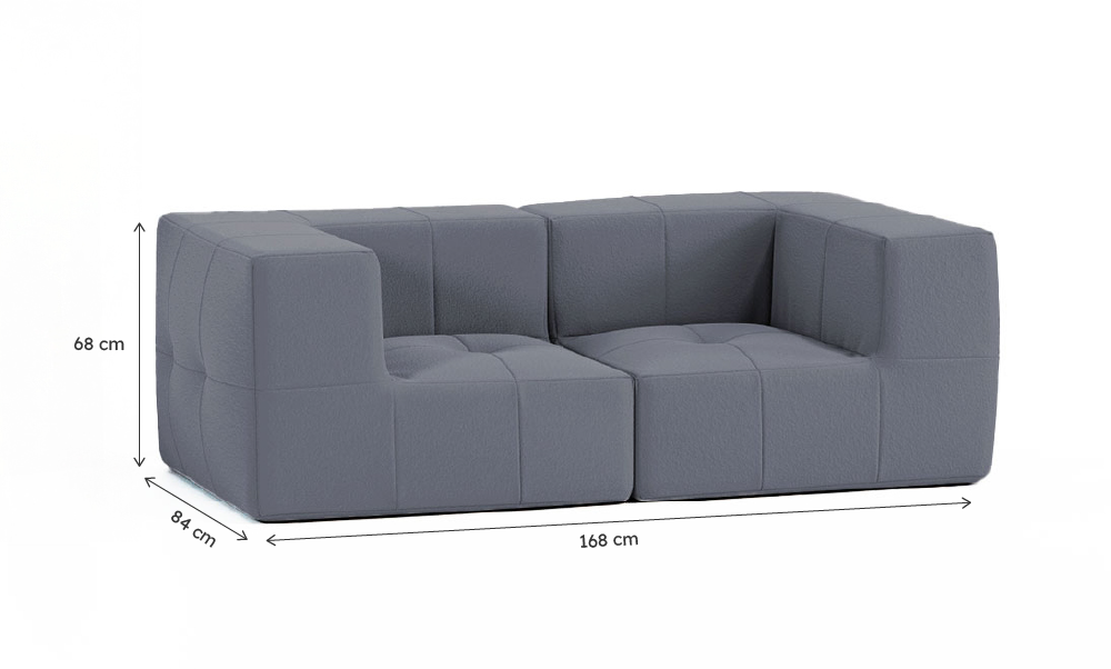 Sofá Modular Boucle Cinza Grafite - 2 Lugares - 2 Cantos