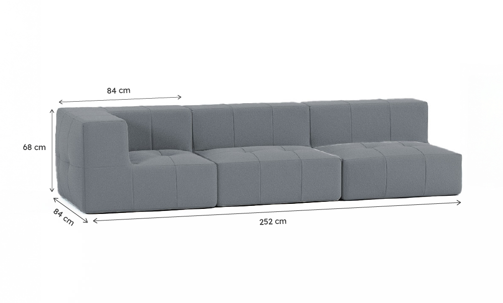 Sofá Modular Boucle Cinza Grafite - 3 Lugares - 1 Canto