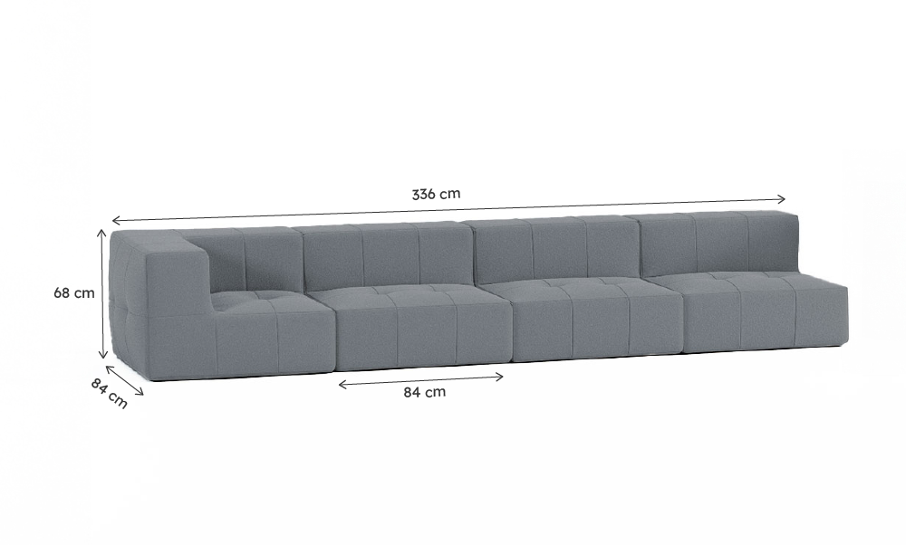 Sofá Modular Boucle Cinza Grafite - 4 Lugares - 1 Canto