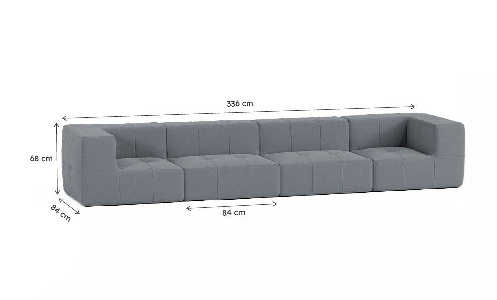 Sofá Modular Boucle Cinza Grafite - 4 Lugares - 2 Cantos