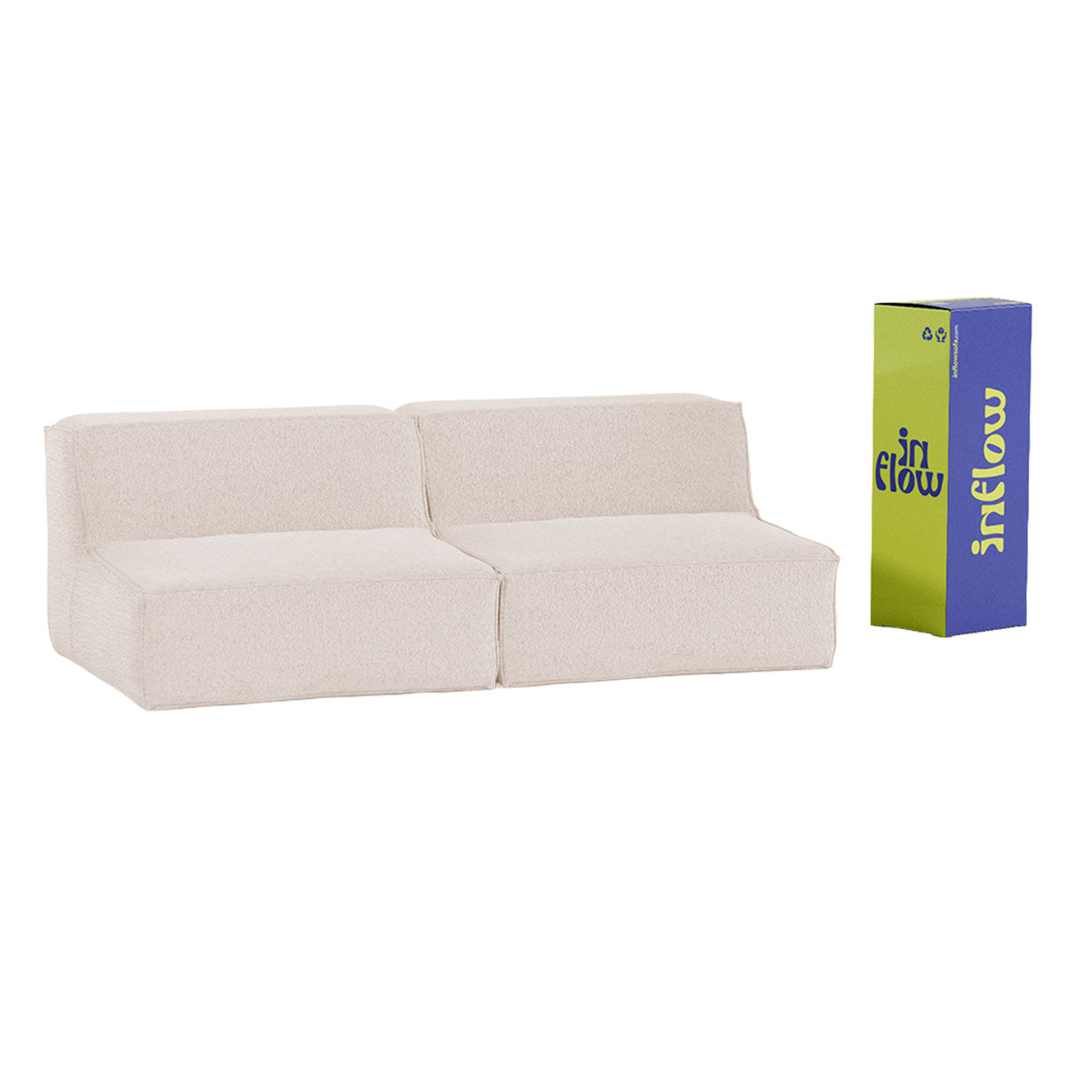 Sofá Modular Flow 2 Lugares em Boucle Bege