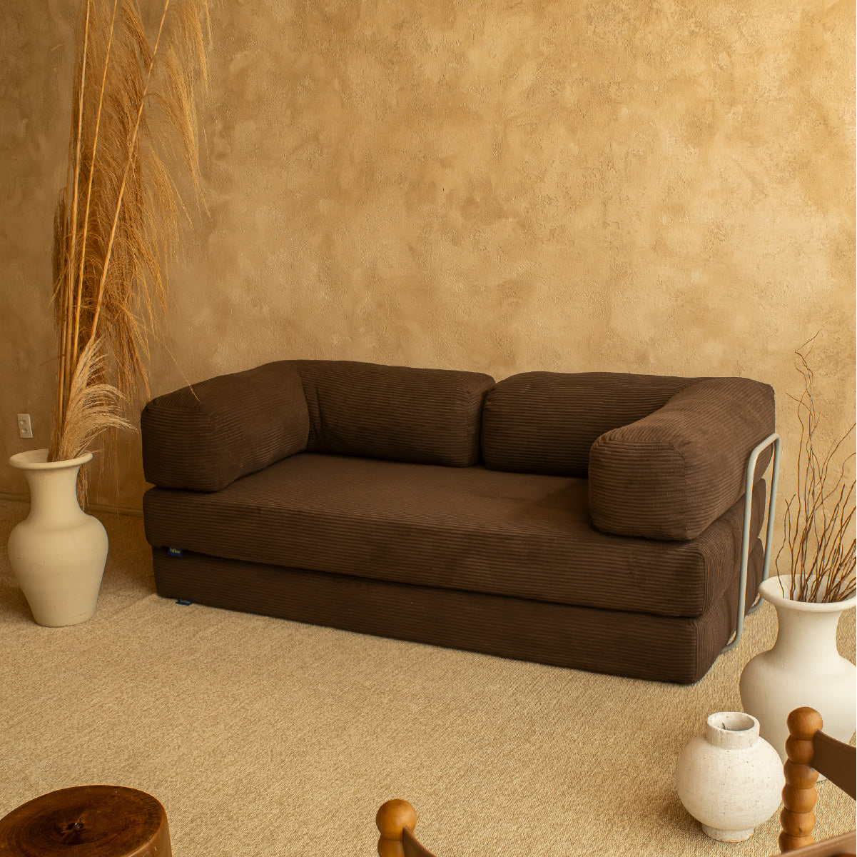 Sofá Cama Flowin em Cotele Soft Brown