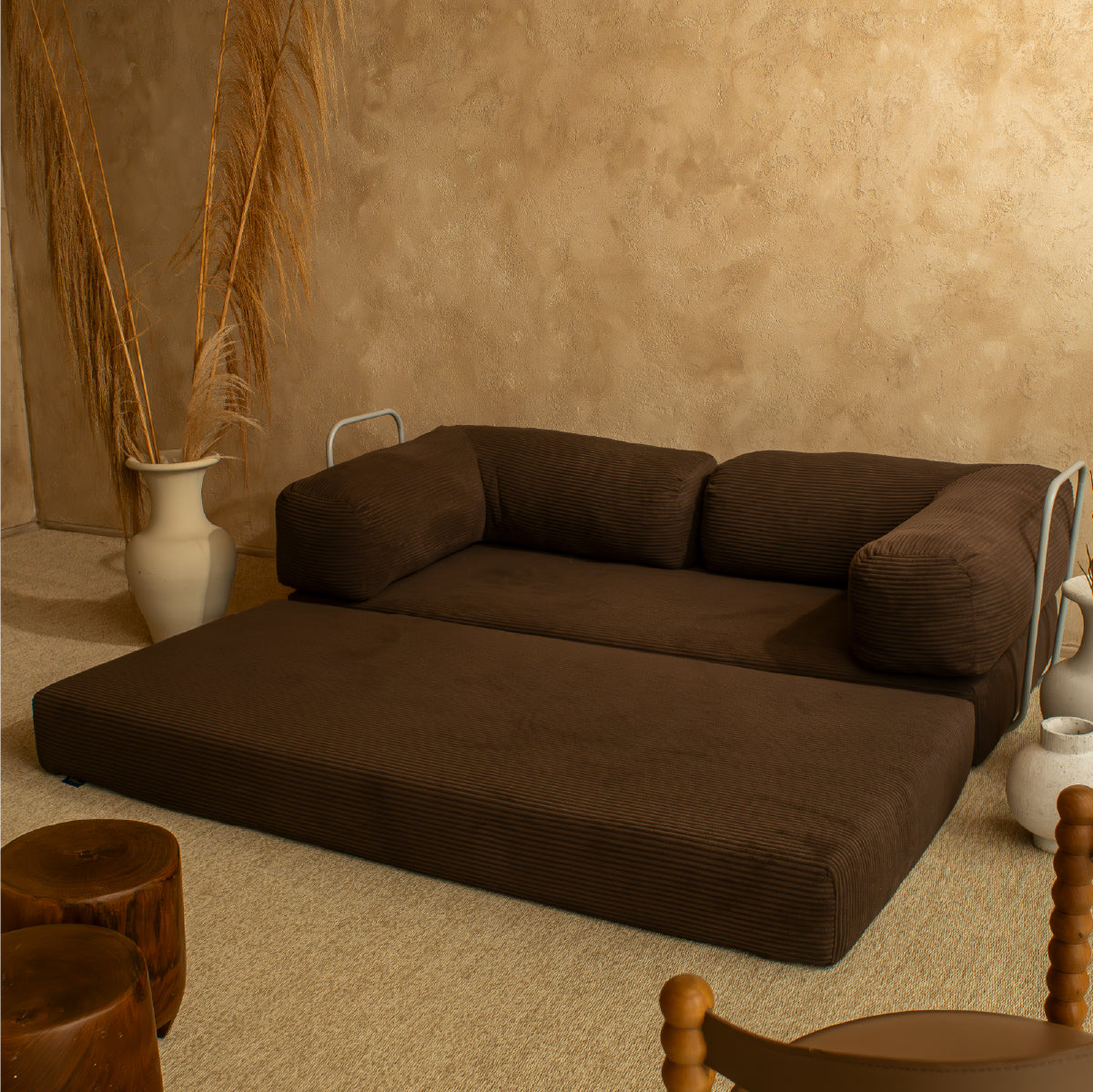 Sofá Cama Flowin em Cotele Soft Brown