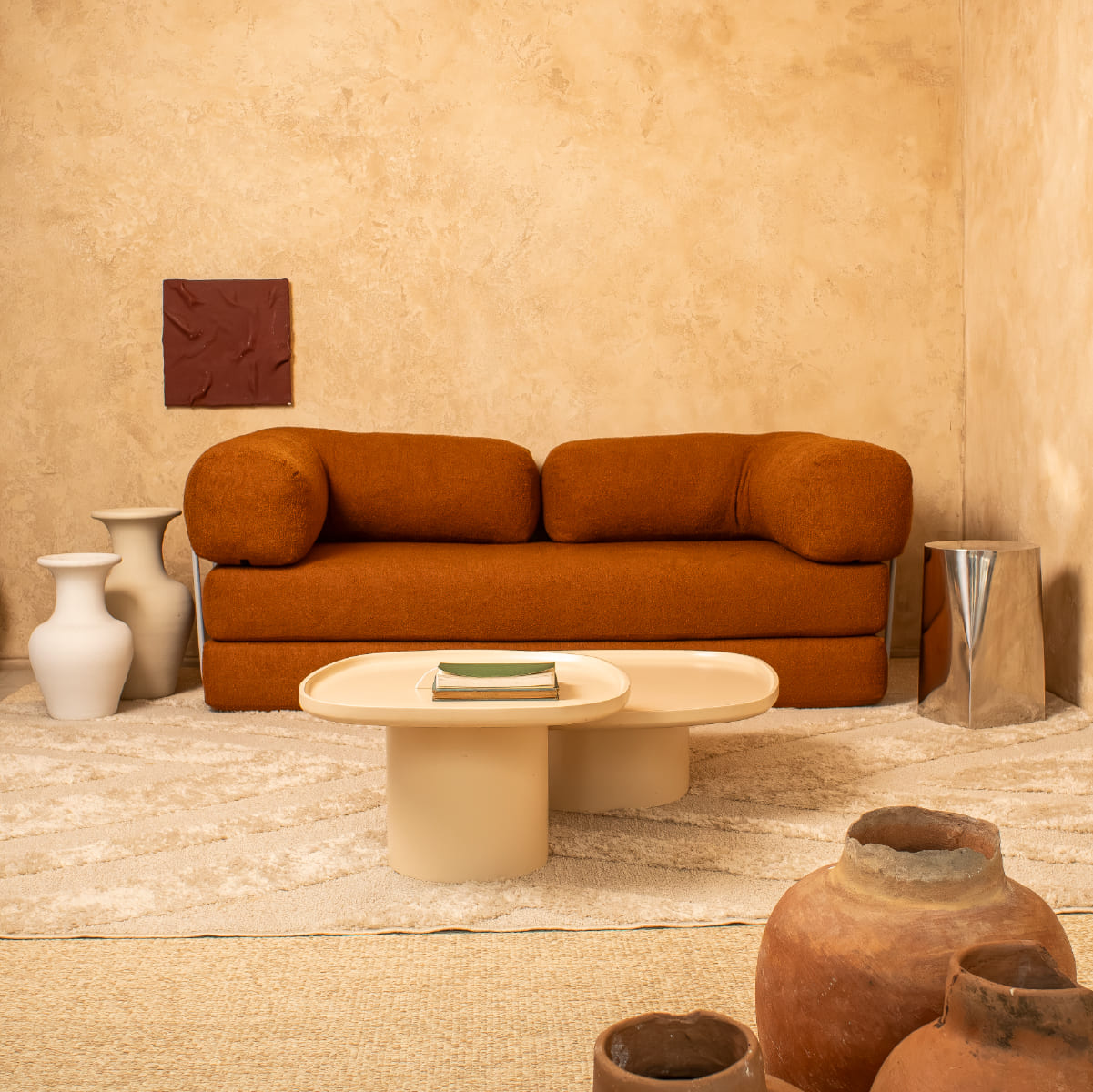 Sofá Cama Flowin em Boucle Plus Terracota