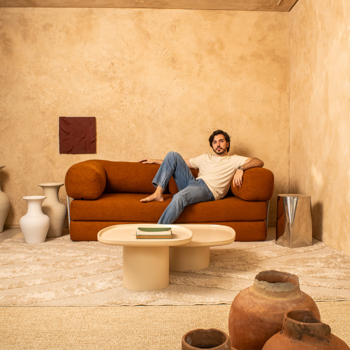 Sofá Cama Flowin em Boucle Plus Terracota
