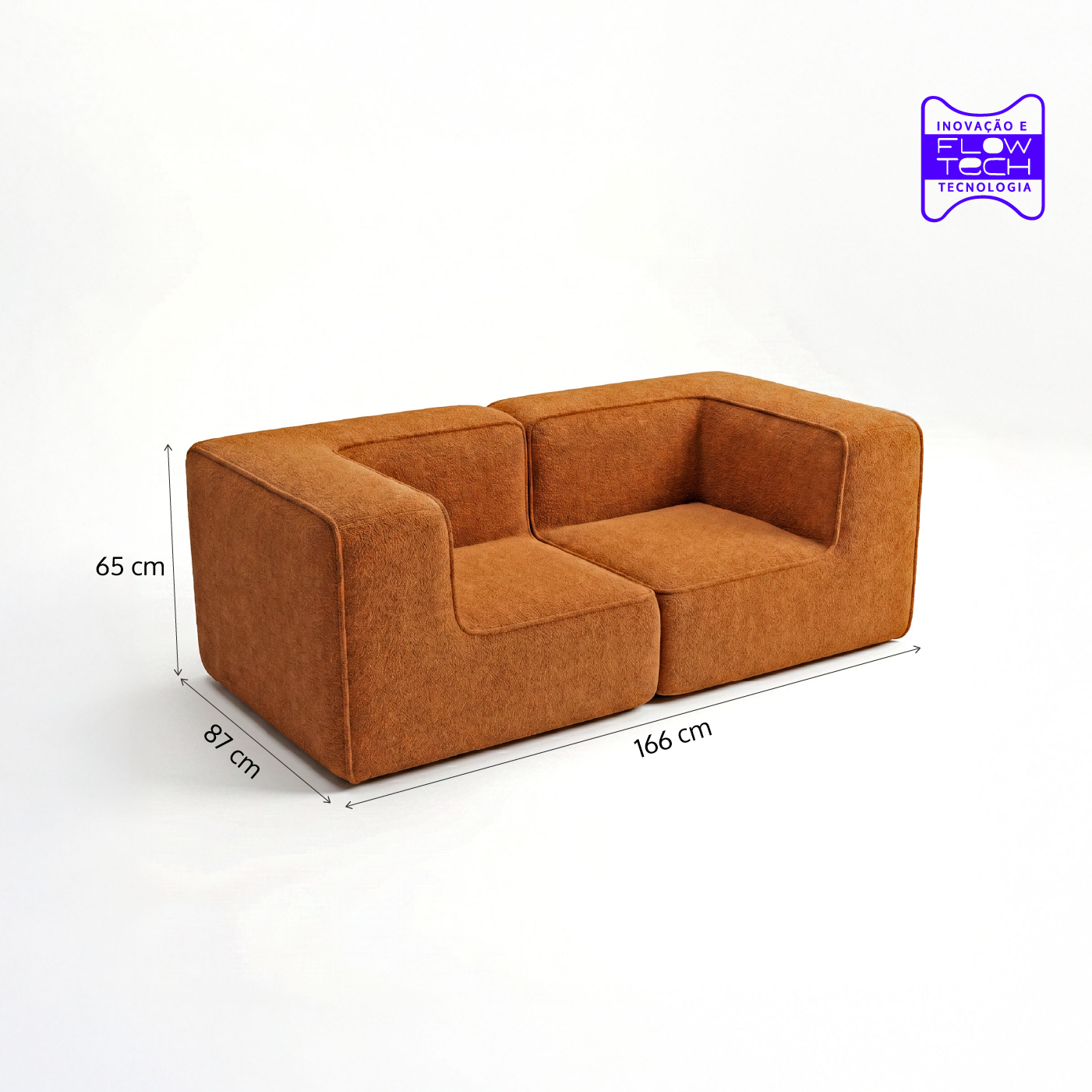 Sofá Modular Flow 2 Lugares 2 Cantos em Boucle Plus Mostarda