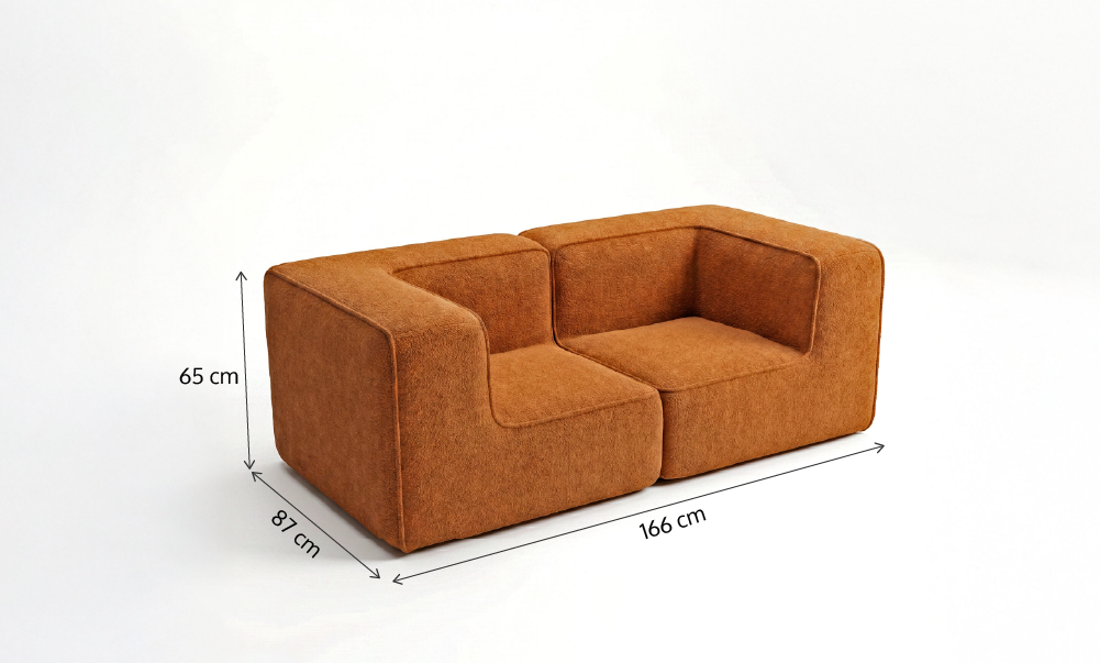 Sofá Modular Flow 2 Lugares 2 Cantos em Boucle Plus Mostarda