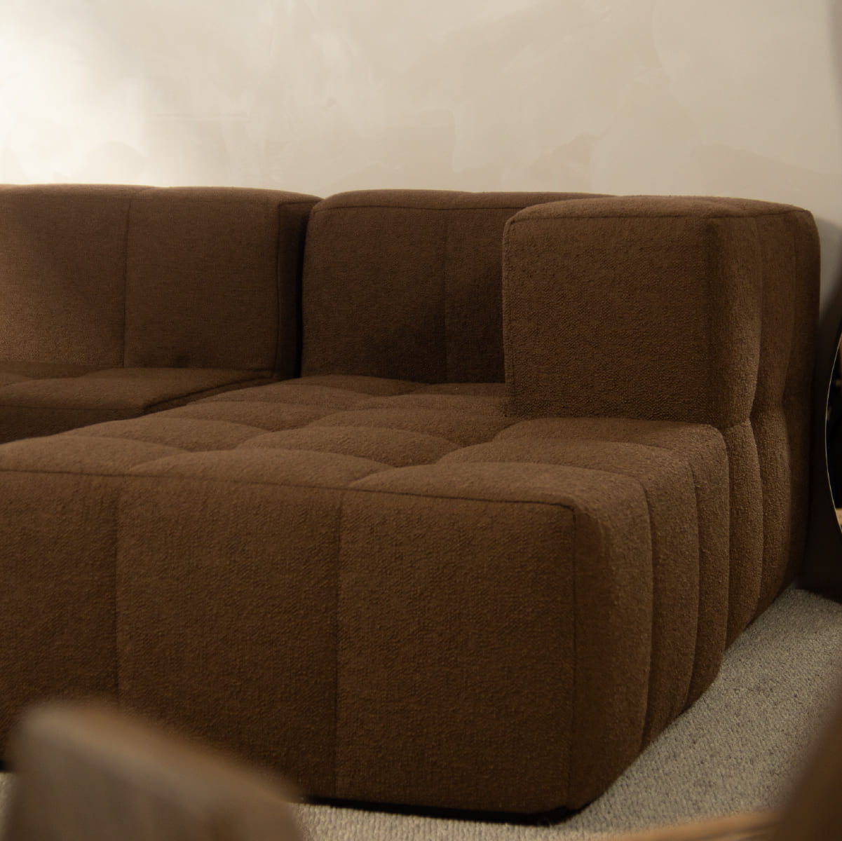 Sofá Modular 2 Lugares 2 Cantos Boucle Plus Marrom