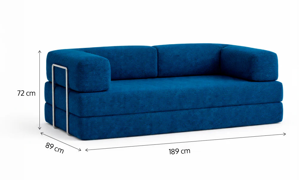 Sofá Cama Flowin em Boucle Azul Marinho