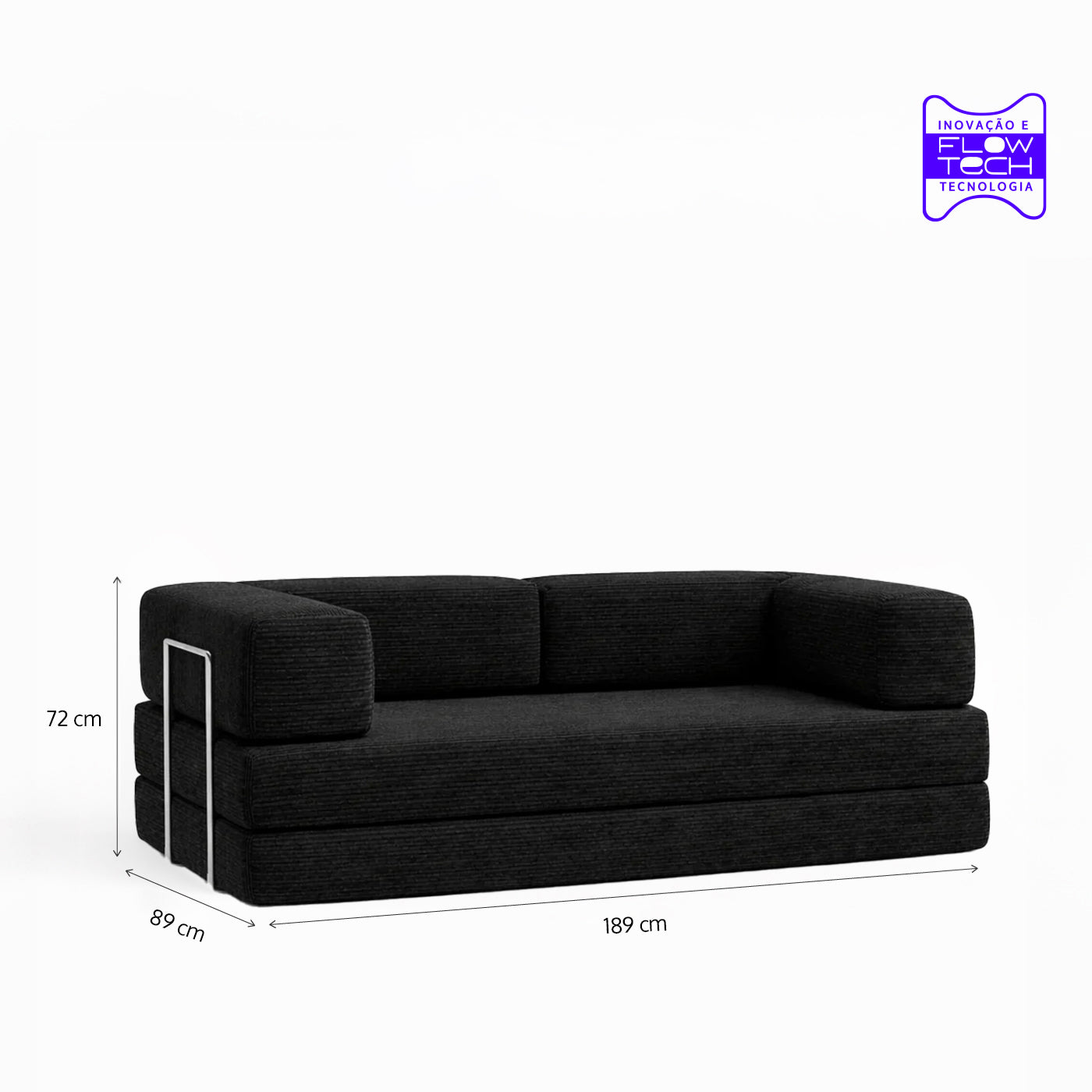 Sofá Cama Flowin em Cotele Black