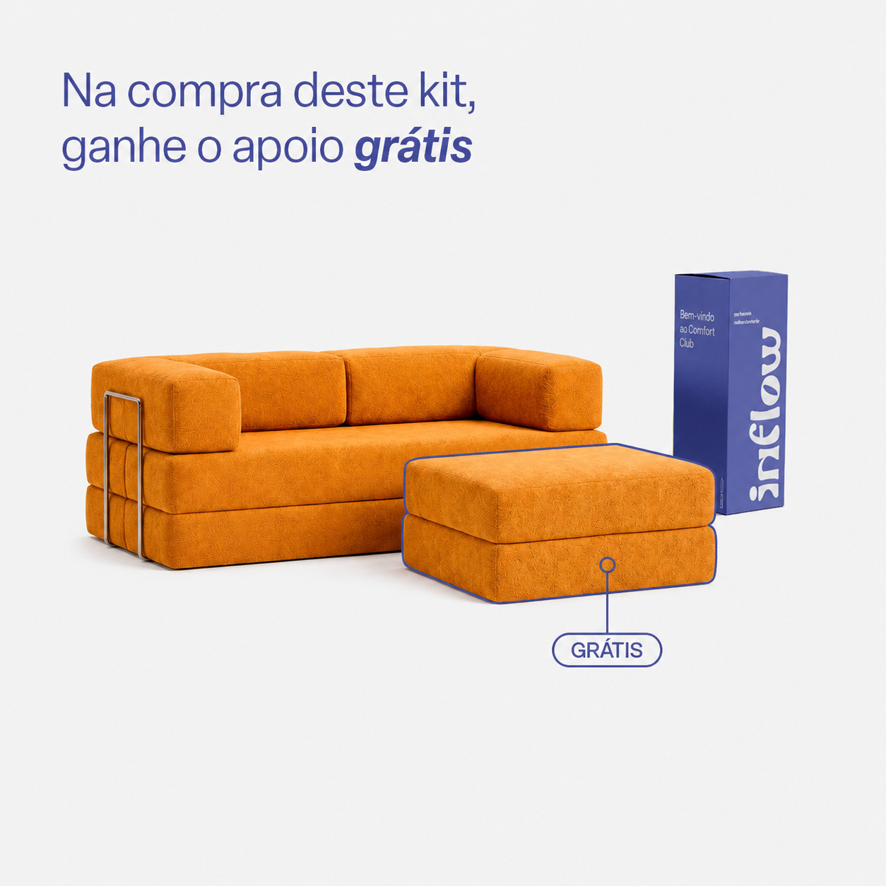 Sofá Cama Flowin com 1 Apoio de Pé em Boucle Plus Mostarda