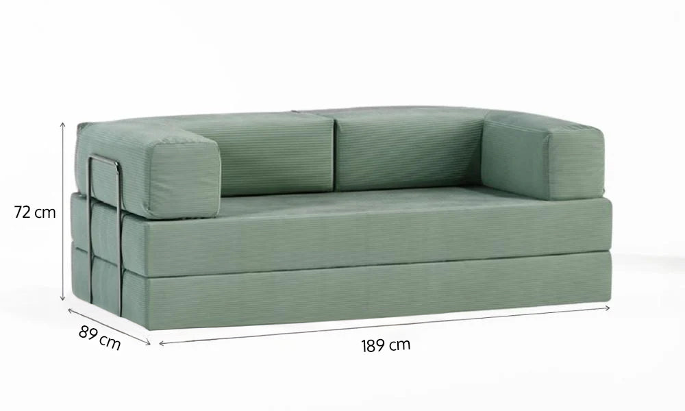 Sofá Cama Flowin em Cotele Azul Menta