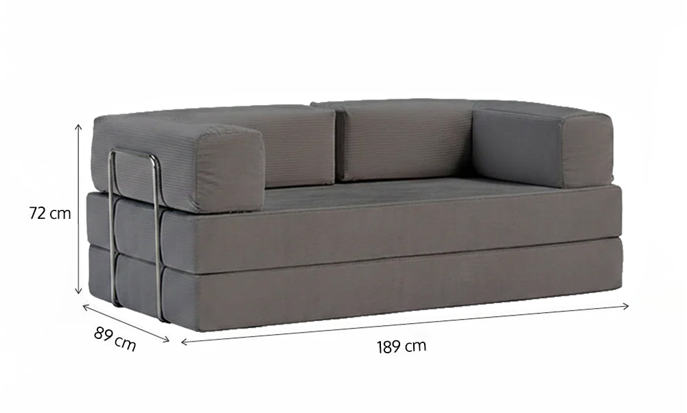 Sofá Cama Flowin em Cotele Cinza