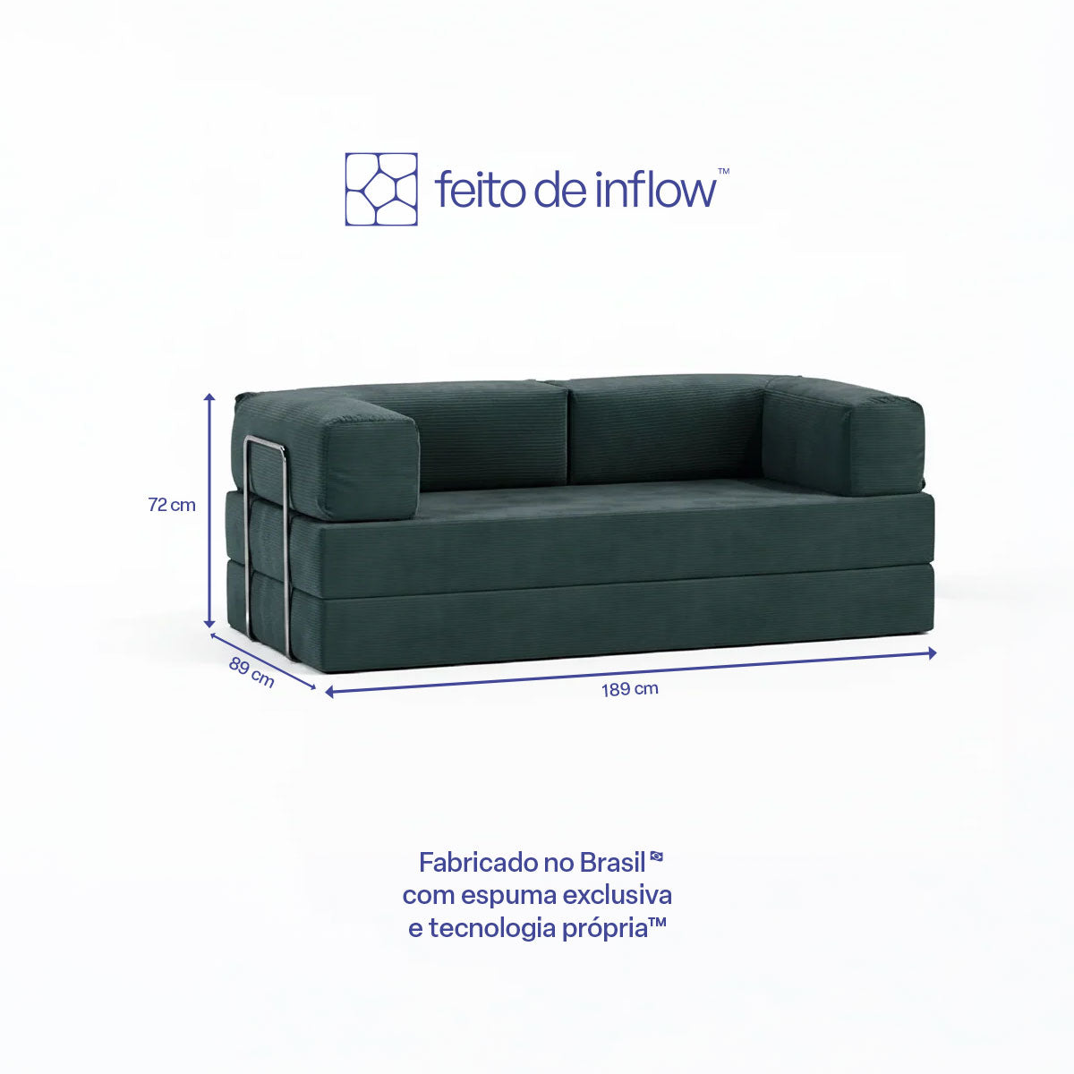 Sofá Cama Flowin em Cotele Verde Musgo