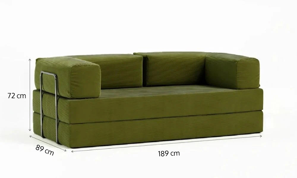 Sofá Cama Flowin em Cotele Verde Oliva