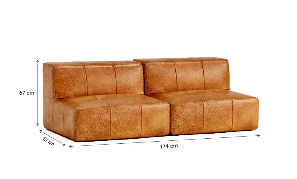 Sofá Modular 2 Lugares em Poli-Couro Marrom