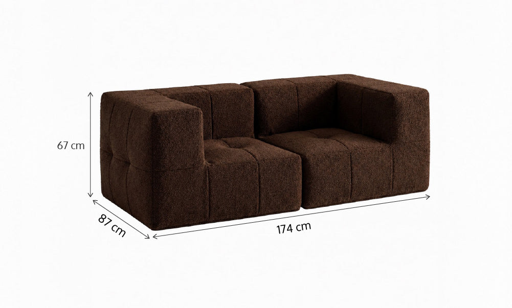 Sofá Modular 2 Lugares 2 Cantos Boucle Plus Marrom