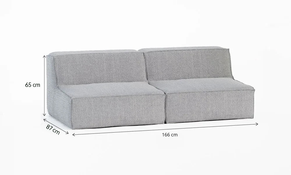 Sofá Modular Flow 2 Lugares em Boucle Cinza