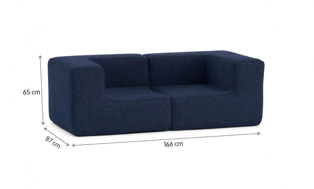 Sofá Modular Flow 2 Lugares 2 Cantos em Boucle Azul Marinho