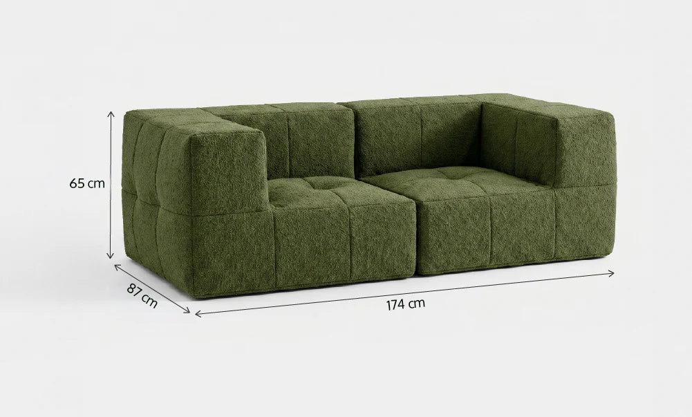 Sofá Modular 2 Lugares 2 Cantos em Boucle Plus Green