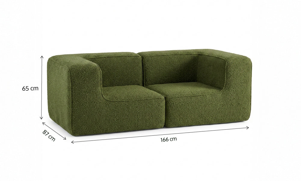 Sofá Modular Flow 2 Lugares 2 Cantos em Boucle Plus Green