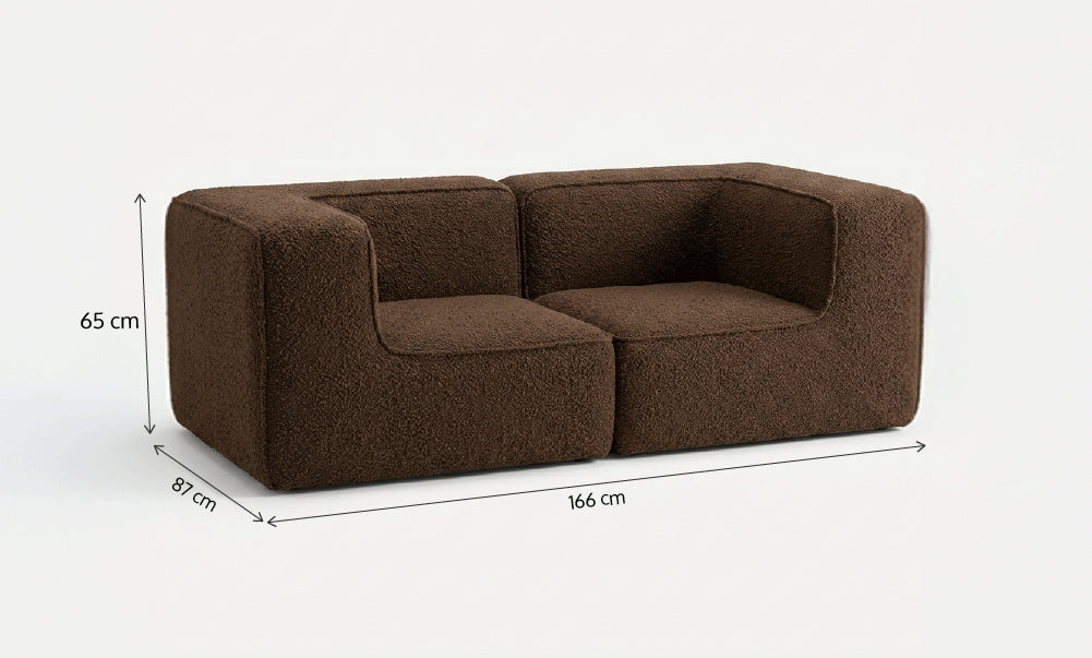Sofá Modular Flow 2 Lugares 2 Cantos em Boucle Plus Marrom