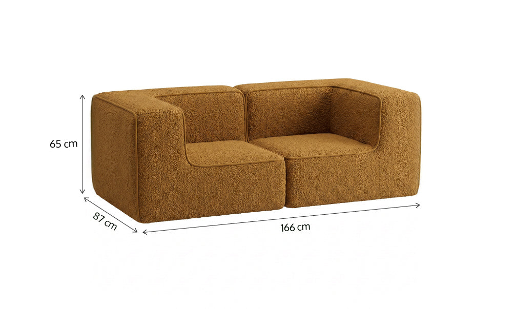 Sofá Modular Flow 2 Lugares 2 Cantos em Boucle Plus Mostarda