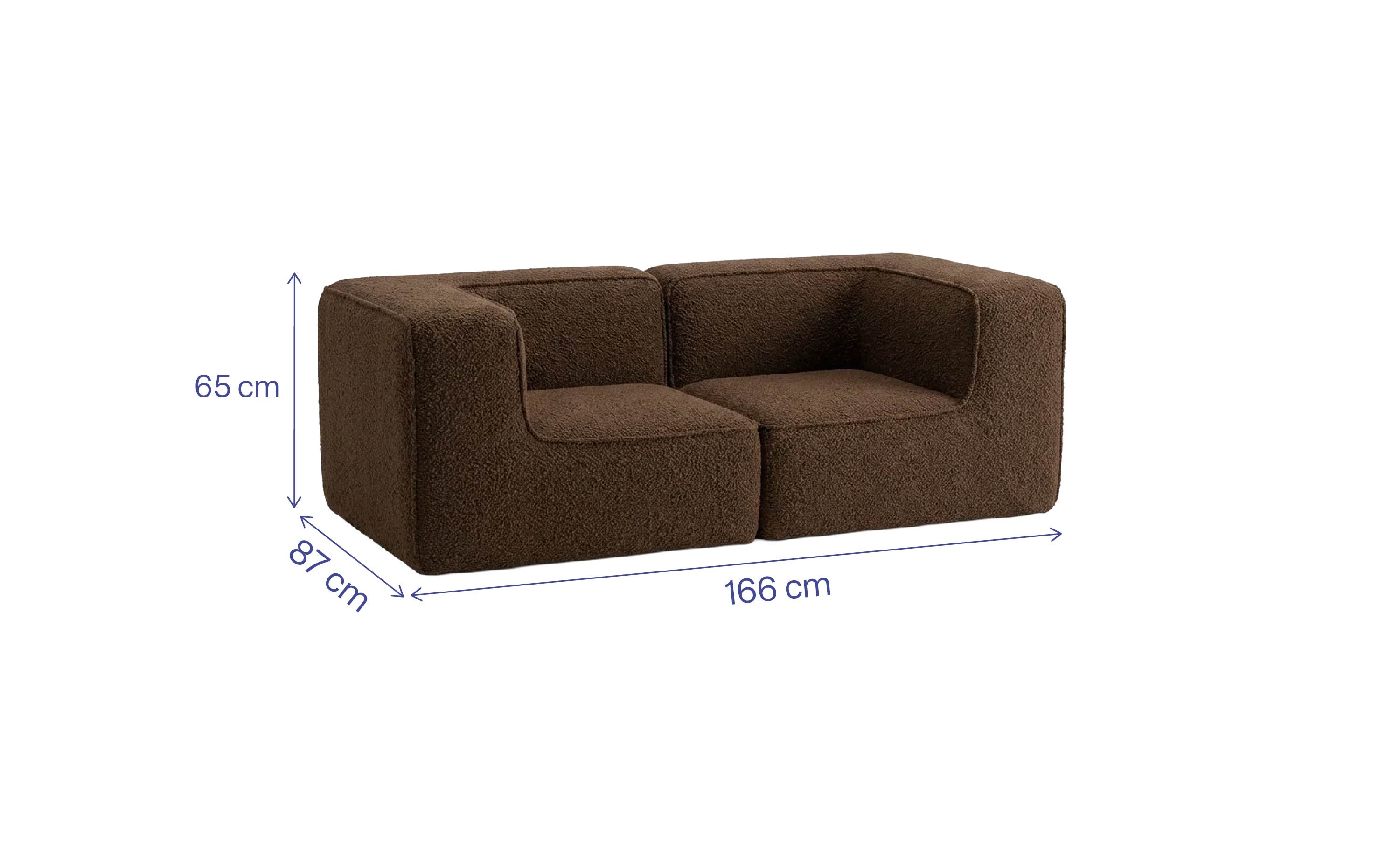 Sofá Modular Flow 2 Lugares 2 Cantos em Boucle Plus Marrom