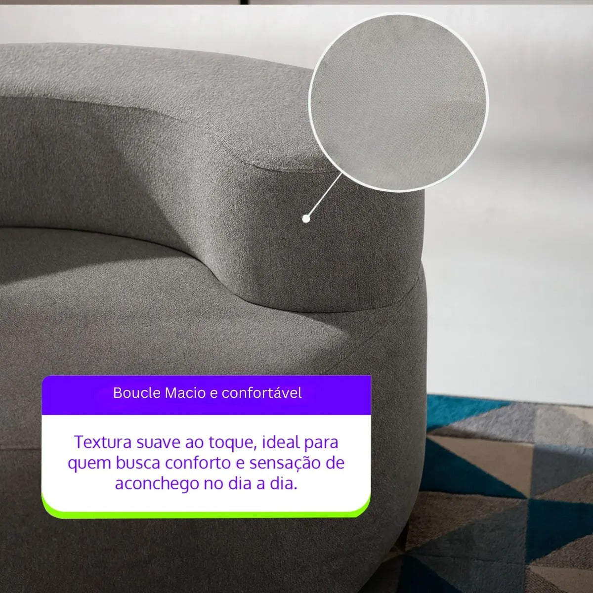 Poltrona Luna em Boucle Cinza