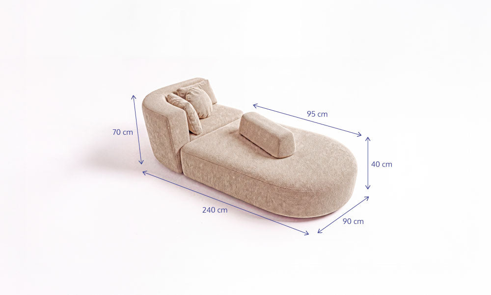 Sofá Forte - Bouclé Cloud Touch Bege - 2 Lugares | 1 Canto Esquerdo e 1 Chaise com Encosto