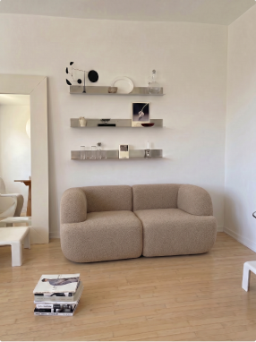 Sofá Modular Kuna 2 Lugares 2 Cantos em Boucle Cloud Touch Spice