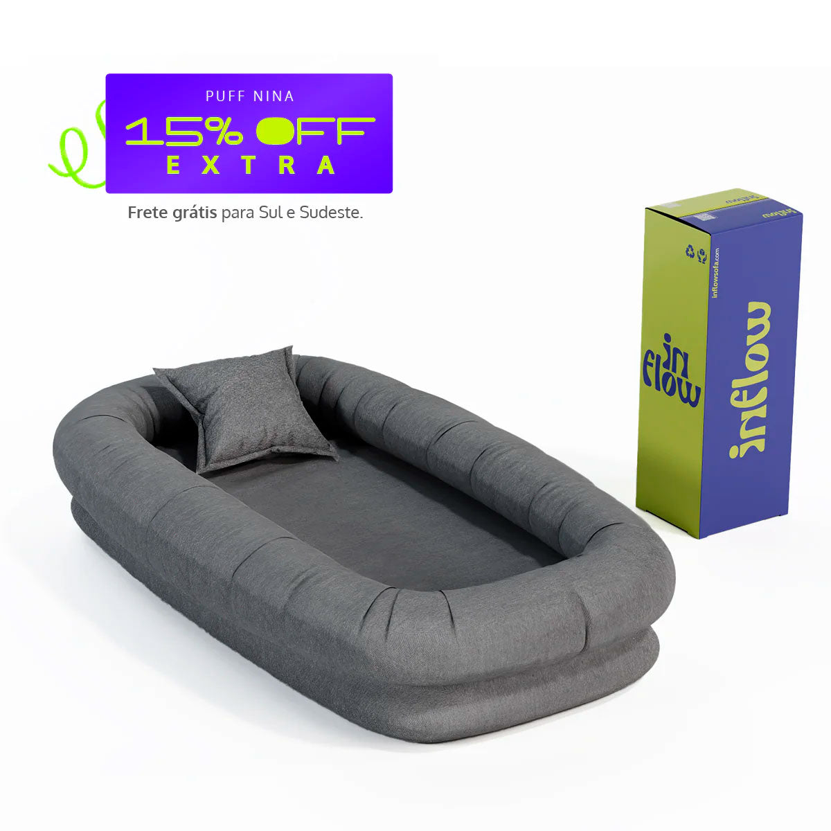 Puff Nina Boucle Cinza - Inflow