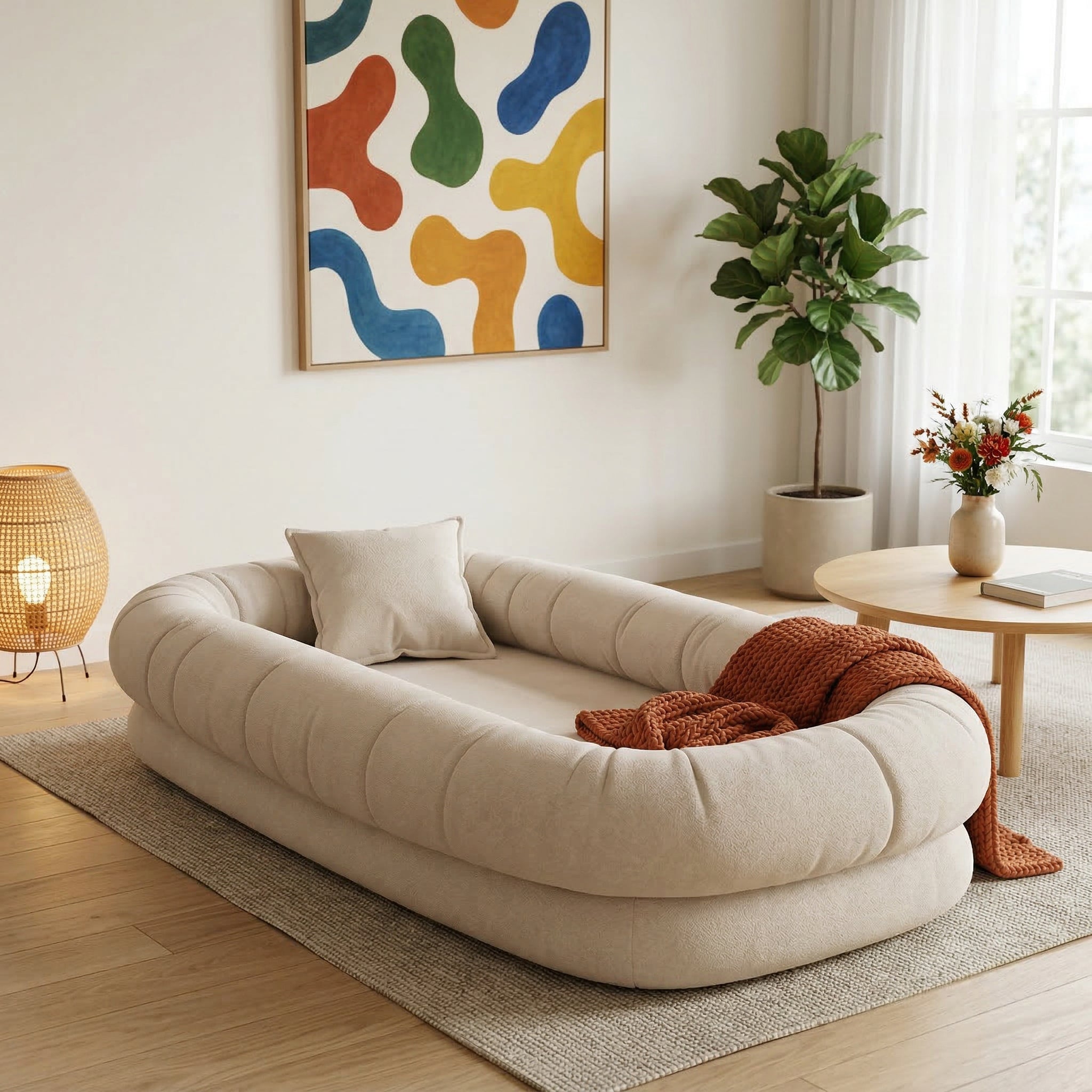 Puff Nina Boucle Bege - Inflow