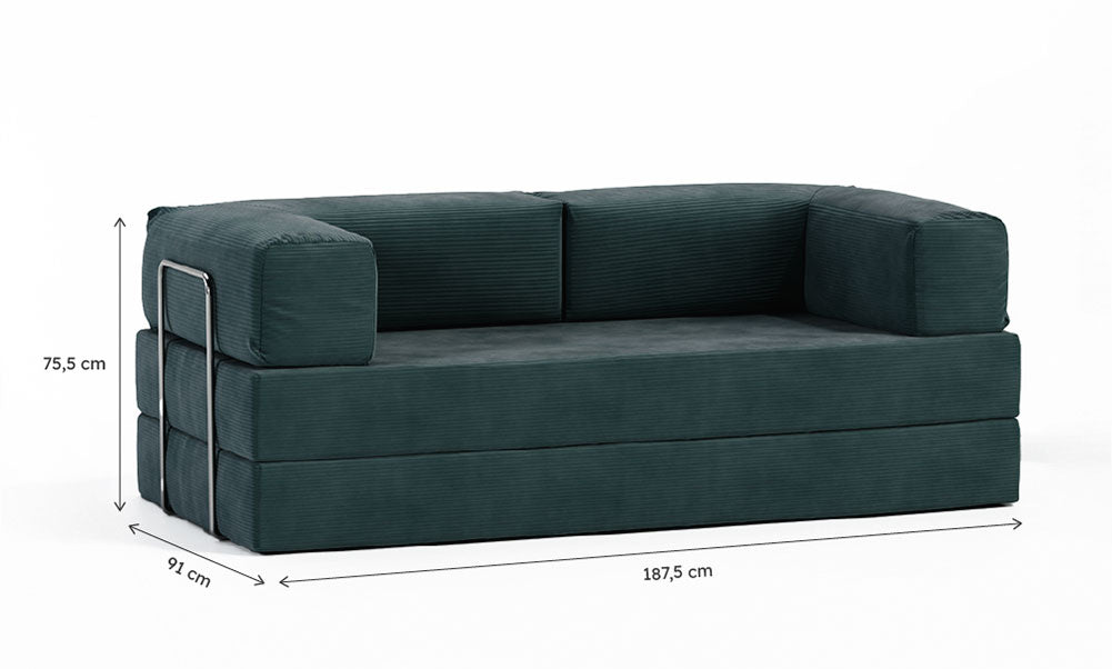 Sofá-Cama Flowin Cotelê - Verde Musgo